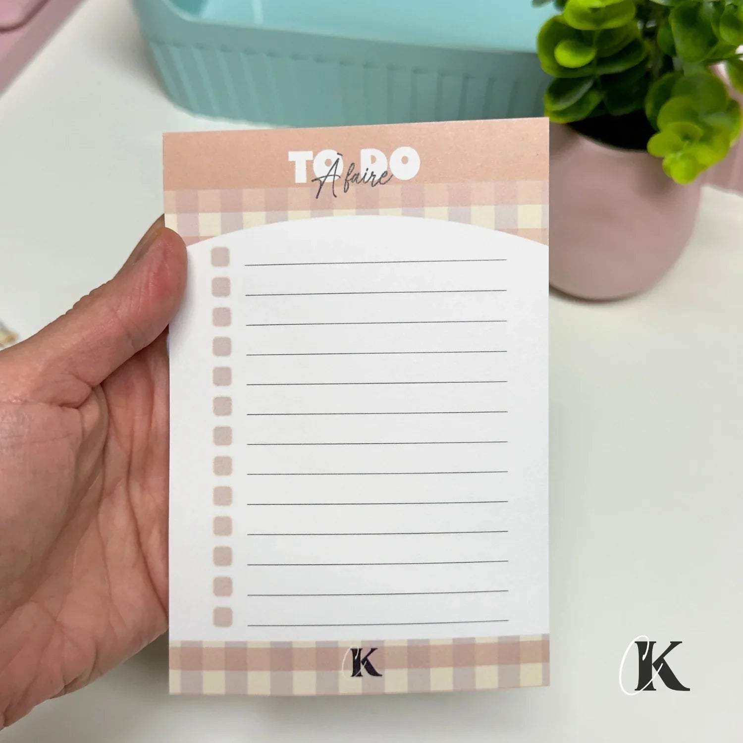 Notes autocollantes liste de tâches | Motif Carreaux | Rétro Automne - Papeterie
