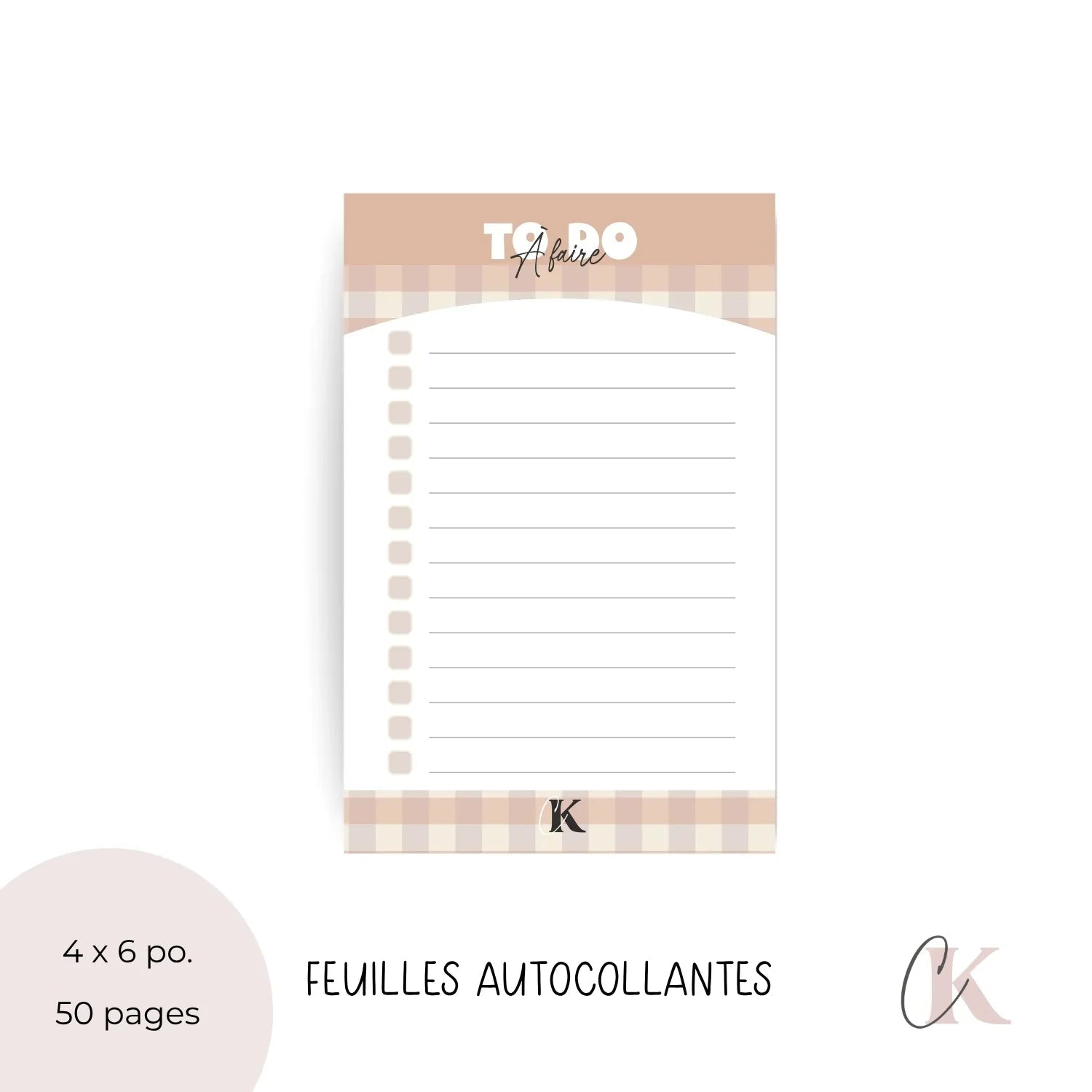 Notes autocollantes liste de tâches | Motif Carreaux | Rétro Automne - Papeterie