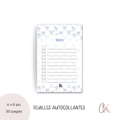 Notes autocollantes liste de tâches | Noeuds chics bleus - Papeterie
