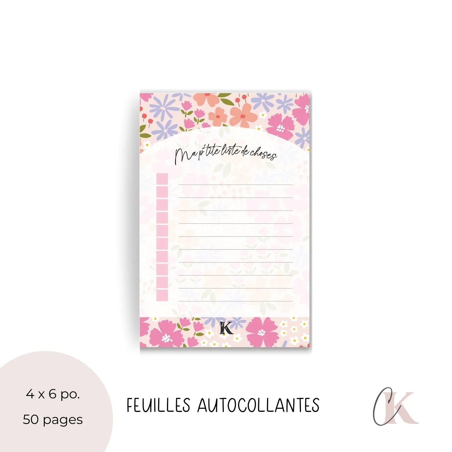 Notes autocollantes liste de tâches | Pop fleuri - Papeterie