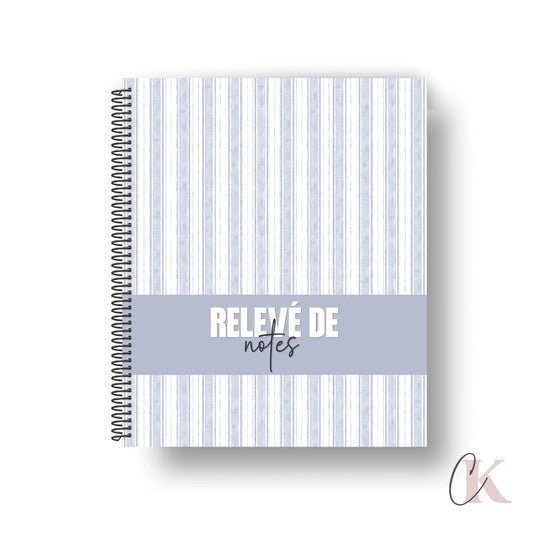 Relevé de notes | Primaire et secondaire | Bleu rayé - Papeterie