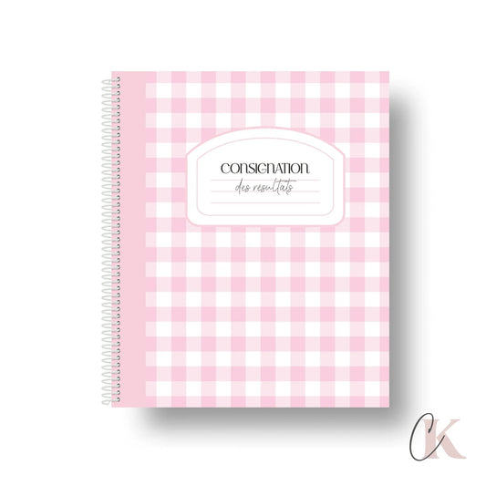 Relevé de notes | Primaire et secondaire | Rétro rose carreaux - Papeterie